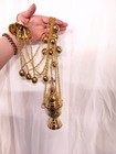 High Polished Brass Hanging Conical Incense Burner Censer With Bells 30 In