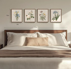 Framed Botanical Wall Art  4 Piece Vintage Farmhouse Floral Canvas Painting Prin