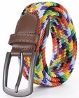 New Men s Women Belt Multicolor Woven Braided Canvas Elastic Jeans Belts Buckle