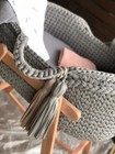 Baby Boy Moses Basket With Hood   Rocking Stand Handwoven Grey Blue Brand New