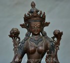 9 2  Ancient Tibetan Buddhism Bronze Inlay Turquoise Green Tara Goddess Statue