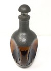 Royal Holland Pinch Decanter Vtg Amber Glass Hammered Pewter Dimple Bottle Empty