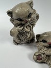 Vintage Ceramic Kitten Figurine Trio White Gray Set Of 3 Cats Grey  Cute