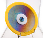 Handmade Fused Glass Evil Eye Decorative Wall Plate Yellow Iridescent 11 5 