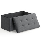 30  Storage Fabric Ottoman Gray Bench Tufted Upholstered Seat Lift Top Footstool