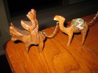 Vintage Olive Wood Camel Train With Figure On Donkey
