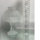 Vintage Frosted Satin Glass Fairy Lamp Scalloped 2-piece Candle Holder 6 