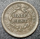 1853 Braided Hair Half Cent 1 2c Vf Very Fine Tough Type Coin