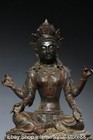 15 6  Old Tibet Bronze Gilt Buddhism 4 Arms Chenrezig Buddha Goddess Statue