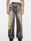 Acne Studios Printed Black Gold Chain Color Diamond Wide Leg Jeans