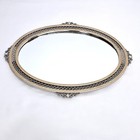 Vintage Oval Mirror Vanity Tray 15x11 Gold Silver Decorative Perfume Dresser Euc