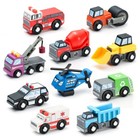 Wooden Train Set Accessories - 10 Pcs Toy Cars  Compatible With Major Brands  Gi