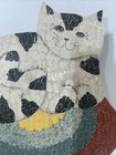 Vintage Hand Painted Wall Hanging Wooden Cat Sign Primitive Folk Art
