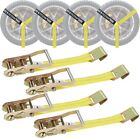 4pk Ratchet Car Tie Down Straps Heavy Duty 3300lb 2 Inch X 96 Inch Tire Strap Ti