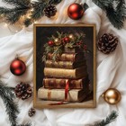 Framed Vintage Christmas Canvas Wall Art  Rustic Xmas Book Artwork Wall Decor   