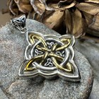 Quaternary Knot Necklace Irish Scottish Celtic Gold Pendant 925 W free Chain