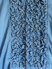 Vintage 70s Blue Ruffle Tuxedo Shirt Retro Disco Glam Prom Costume 1970s