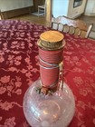 Vtg Round Bottom Glass Boiling Flask wine Bottle Wrapped Stem   Original Corkjub