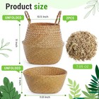 Large Wicker Plant Basket With Handle 10 Inch Woven Seagrass Belly Basket And   