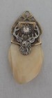 Antique Pboe Elk Tooth Enamel W  Ruby Eyes Solid 14 Kt Gold Fob 6 2 Grams