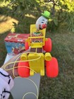Vtg 1965 Fisher Price Jolly Jalopy W Circus Clown Wooden Pull Toy  724