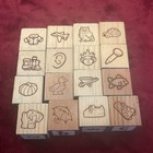 Set Of 12 Random Alphabet Letter Picture Blocks Colorful Wood Kids Education Toy