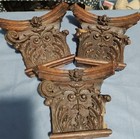 Antique 3 Hand-carved Wooden Architectural Element Column  Bracket