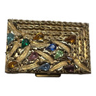 Vintage Jeweled Powder Compact With Decorative Rhinestones
