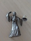 Vintage Pewter Wizard Holding Crystal Ball Fantasy Figurines 2 Inch Spellcaster