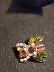 Juliana Vintage Rhinestone Bee Figural Animal Open Navettes Brooch 