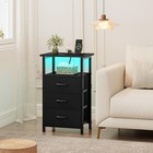 Led Nightstand Usb Charger Rgb Light 3 Drawers 2 Open Shelves Modern Furniture