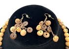 Tagua Nut 32  Necklace Earrings Set Eco Jewelry Natural Vegetable Ivory Handmade