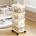 Baby Diaper Caddy Cart Organizer - Plastic Movable Cart Drawers With Hanging    