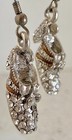 Vintage Rhinestone Shoe Earrings High Heel Slipper Silver Tone Pierced Dangle