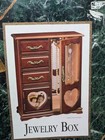 New Vintage Ladies Walnut Finish Wooden Jewelry Box Etched Glass Mirror Kmart