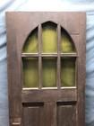 1 Antique 28x77 Exterior 6 Lite Amber-stained Arched Glass Door Vtg 1446-24b