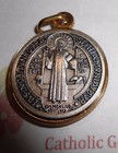 San Benito Medalla  Saint Benedict Cross Silver gold Tone - Lg - Made In Italy