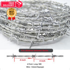 Barbed Wire 50 Ft 4 Point 16gauge Hot-dip Galvanized Barb 50ft  Silver