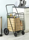 Folding Shopping Cart Utility Grocery Trolley Laundry Jumbo Basket Home W wheels