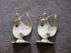 Vintage White Cast Iron Art Deco Dancing Lady Book Ends