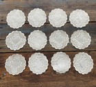 Set Of 12 4    Round Vintage Cloth Coasters  Ivory With Gold Stitching