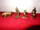 4 Antique Figures Heavy Solid Brass Very Unique Display Pieces Great Deal  z 202