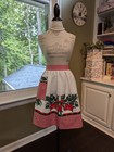 Kitchen Apron W pocket From Vtg Xmas Tablecloth W  red Balls  red Gingham Trims