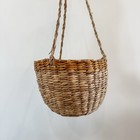 Vtg Hanging Plant Basket Wicker Rattan Boho 15    Handmade