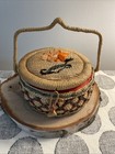 Vtg Wicker Sewing Basket Sm