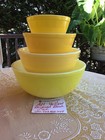 Vtg Pyrex All Yellow Mixing Bowl Set 401 402 403 404 Citrus Lemon Daisy Primary