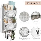 2-slot Mail Organizer Wall Mount With 4 Hooks  Rustic Key And Mail Holder For