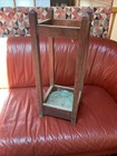Quarter Sawn Oak Umbrella Stand Mission Arts   Crafts W drip Pan Antique  