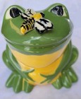 Dodie Thayer Palm Beach 6 x 5  Green Frog W bee ceramic Vtg  1960 s Rare Signed