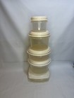 Vintage Rubbermaid Servin  Saver Round Storage Containers Almond Lids Lot Of 5